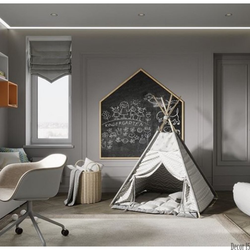 kids' room design with play tent