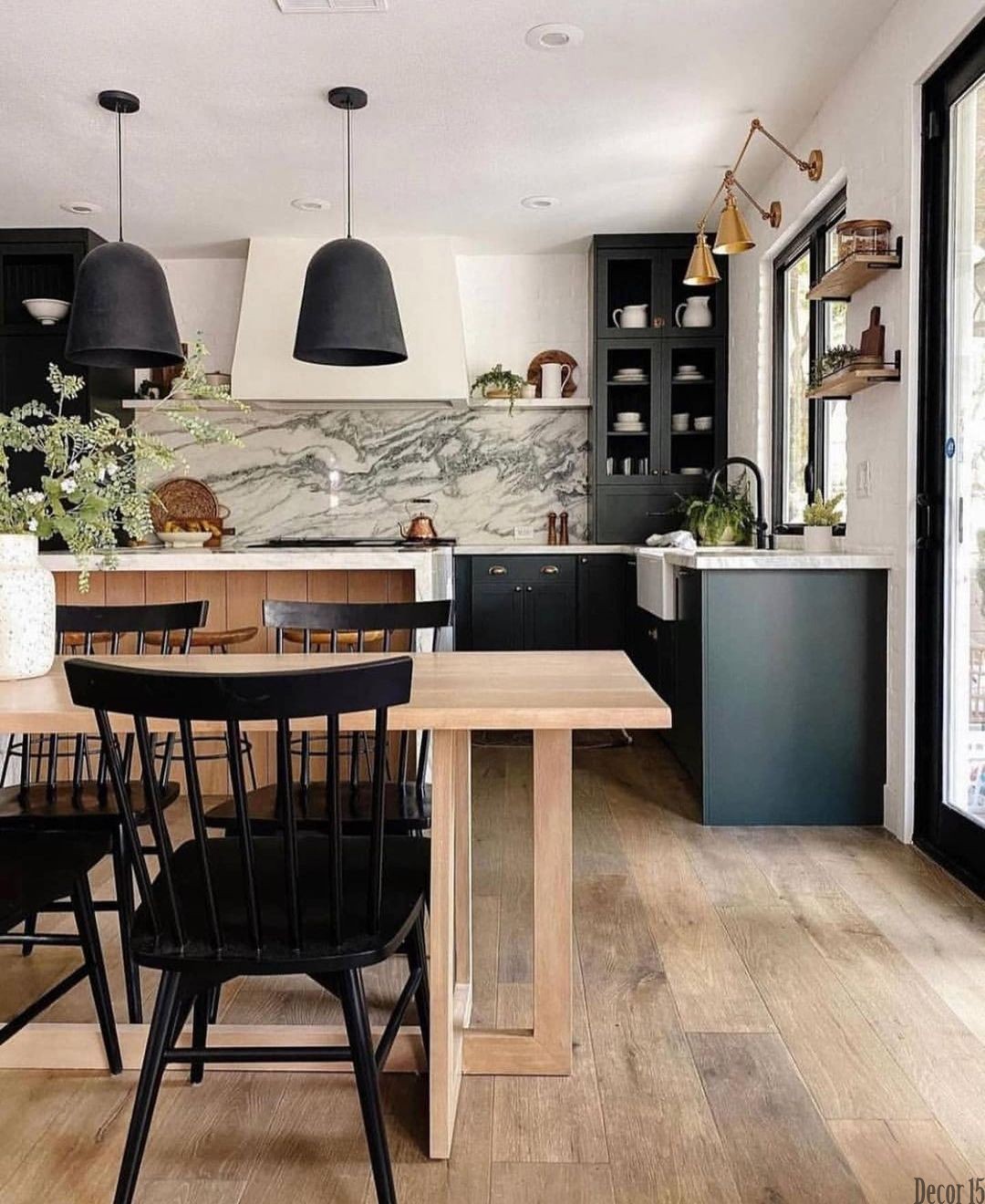 black kitchen wooden worktop 2023