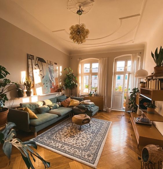 bohem maximalist living room decoration idea 2023